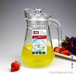 Bình ca thủy tinh trơn rót nước 1300ml