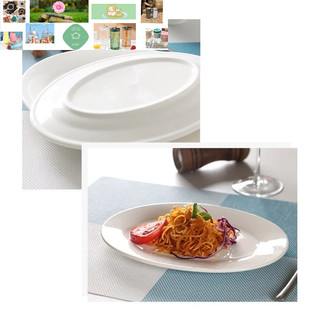 Đĩa sứ trắng hình bầu dục Dĩa xoài đựng thức ăn chịu nhiệt tốt
