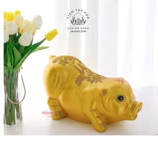 [TẶNG SIZE NHỎ] LỢN/HEO ĐẤT mẫu Phúc Lộc nằm dáng dài size trung phong thuỷ tài lộc ống tiết kiệm tiền TIEMHEOSODA