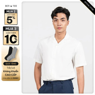 Áo sơ mi tay ngắn form REGULAR BEN & TOD S21011 tay ngắn vải cotton lụa hạn chế nhăn đứng form nam tính