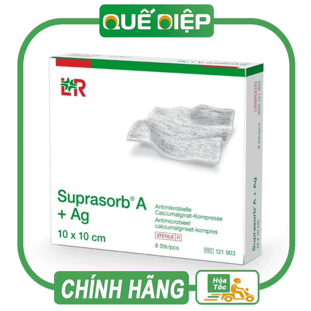 L&R SUPRASORB A + Ag (5x5cm, 10x10cm, dạng sợi dây) - Gạc hút dịch tan thành gel diệt trùng ion BẠC 