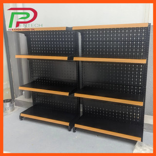 Kệ siêu thị đơn dài 70 x rộng 35 x cao 150 x 4 tầng, kệ siêu thị màu đen