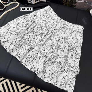 Chân Váy Hoa Nhí Nữ BABEE Dáng Ngắn Phối Bèo Xoè 2 Tầng Có Quần Trong Chất Lụa Mango Mịn Mát