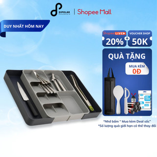 Khay chia thìa dĩa đũa 8 ngăn dipolar có thể điều chỉnh, lưu trữ và sắp xếp ngăn kéo kích thước 39.5x31.5x5.5cm - dk01