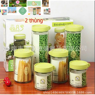Bộ 6 Lọ thủy tinh đựng gia vị thủy tinh nắp xoáy