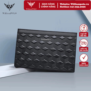 Ví cầm tay nam da bò, clutch nam hàng hiệu williampolo túi kẹp nách nam cao cấp wlc11 size 28cm