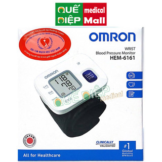 OMRON HEM-6161 - Máy đo huyết áp OMRON HEM 6161, cổ tay điện tử, cảnh báo rối loạn nhịp, bộ nhớ