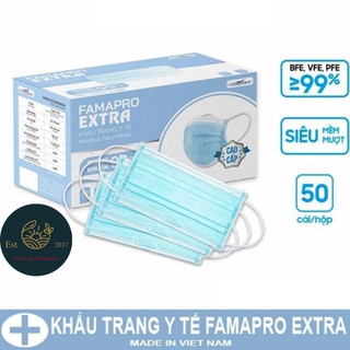( Xanh) Khẩu trang y tế 4 lớp Nam Anh Famapro 50 cái