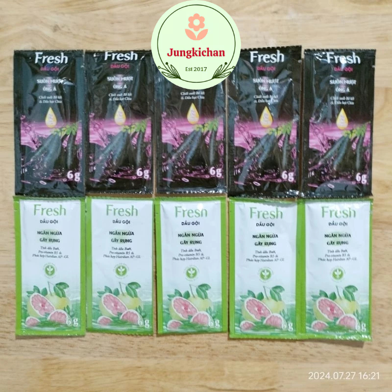 Combo 10 gói dầu gội Fresh ( 5 bưởi , 5 bồ kết )