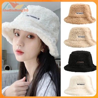 Mũ bucket Lông Cừu Thời Trang Cho Nữ Phong Cách Hàn Quốc, Nón Tròn Giữ Ấm Mùa Đông Dày Đẹp Thu Đông