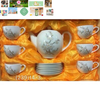 ( hoa văn ngẫu nhiên ) ẤM CHÉN PHA TRÀ SỨ XƯƠNG HÀN QUỐC - 1 ẤM 6 CHÉN 7 TÁCH KÊ