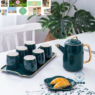 Bộ bình cốc sứ kèm khay cao cấp xanh đậm