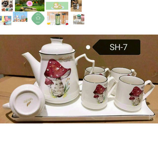 BỘ BÌNH TRÀ 6 CỐC KÈM KHAY GỐM SỨ KOREAN SANG TRỌNG NHIỀU HỌA TIẾT