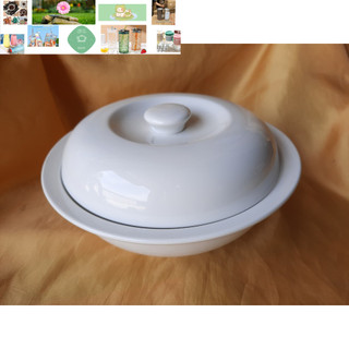 Thố sứ trắng đựng cơm canh - Bát sứ trắng có nắp đậy