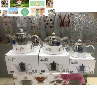 Ấm thuỷ tinh pha trà chịu nhiệt có lưới lọc inox