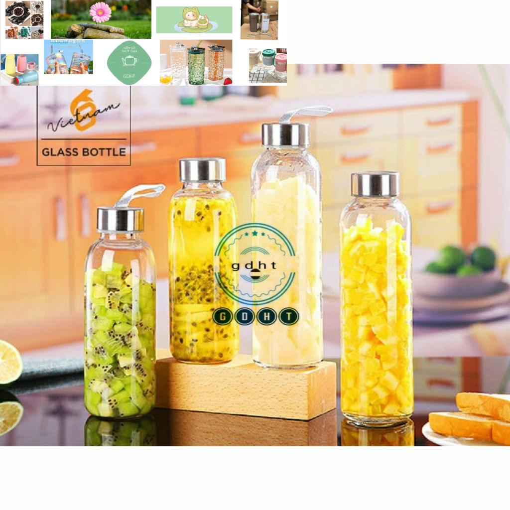 Bình thủy tinh dây xách 500ml và 300ml