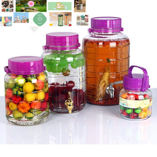 bình thủy tinh nắp tím có quai xách 3l