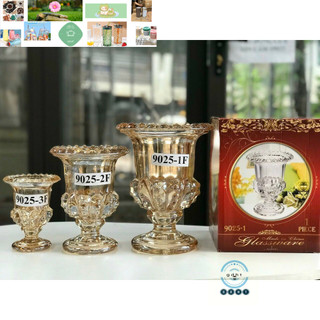 Ly cắm thủy tinh bày phật thủ màu vàng