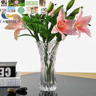 Lọ hoa thủy tinh 20CM 30CM 35CM trắng ( hoa văn giao ngẫu nhiên )