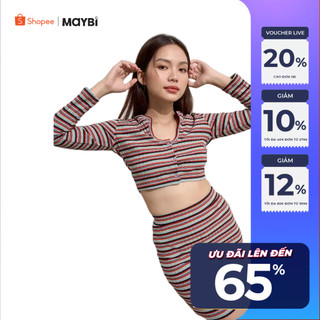 Chân váy Maybi dáng ngắn ôm thun gân sọc