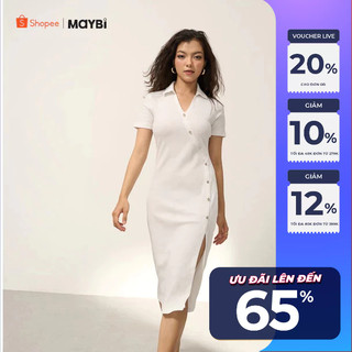 Đầm Maybi ôm thun gân phối nẹp nút kiểu