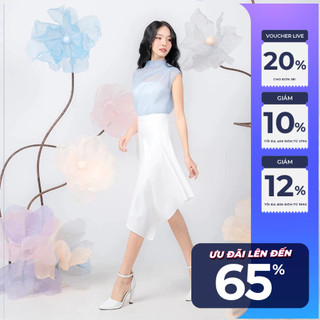Chân váy xòe cotton lạnh xéo tà Maybi