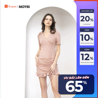 Đầm Maybi dáng ngắn ôm chéo phối dây rút tà