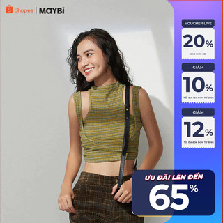 Áo thun Maybi cổ lọ kiểu phối 2 dây