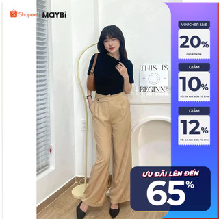 Quần ống rộng cotton lạnh lưng đắp xéo Maybi
