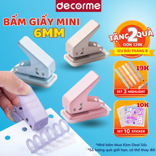Bấm lỗ giấy mini DecorMe kìm bấm lỗ tròn đường kính 6mm đục lỗ giấy sổ còng, flashcard, tài liệu dụng cụ văn phòng phẩm