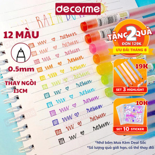 Bút bi màu mực gel DecorMe Resun bút Muji bản dupe 12 màu ngòi 0.5mm (lẻ 1 chiếc)