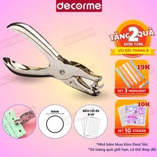 Đục lỗ giấy DecorMe dụng cụ đục lỗ đơn kẹp bấm lỗ giấy refill sổ còng cầm tay tiện dụng kìm bấm lỗ kim loại 0.6mm