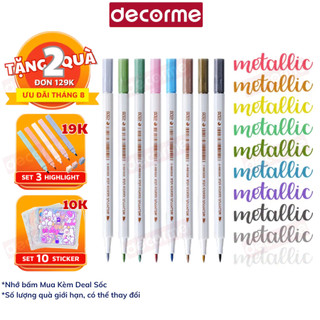 Bút metalic DecorMe soft brush sign pen ánh kim viết tiêu đề trang trí sổ tay SJ