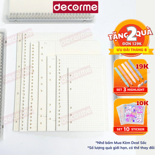 Giấy refill DecorMe ruột sổ còng giấy caro kẻ ngang cao cấp ít lỗ và nhiều lỗ phụ kiện sổ planner bullet journal
