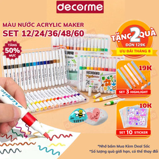 Bút Acrylic Decorme màu Acrylic Marker cao cấp bộ 12/24/36/48/60 màu vẽ trên mọi chất liệu có thể tô chồng màu