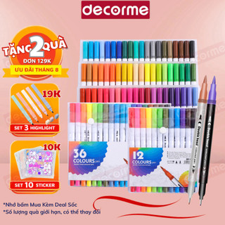 Bút brush viết calligraphy DecorMe bút dual tip brush pen 2 đầu đa năng trang trí sổ, bullet jounal, take notes