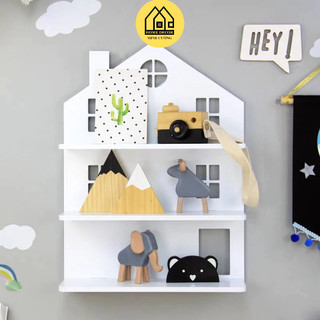Kệ gỗ trang trí kệ trang trí kệ pegboard hình ngôi nhà dễ thương bằng gỗ mdf home decor minh cường