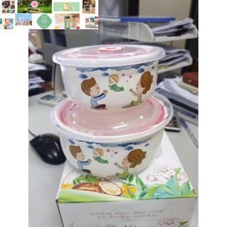 Bộ 2 thố sứ nắp hút chân không