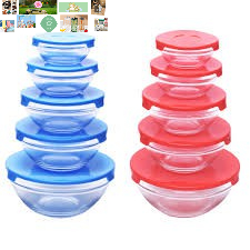 Bộ 5 bát thủy tinh có nắp đậy