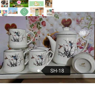 BỘ BÌNH 6 CỐC KÈM KHAY SỨ XƯƠNG CAO CẤP