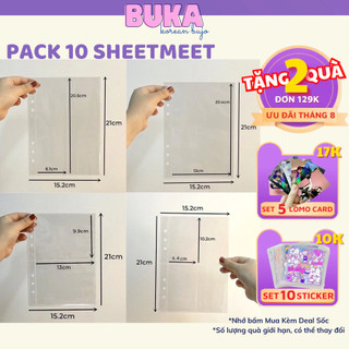 Sheet A5 A4 sheet meet chứa ảnh Buka nhiều kích thước trong suốt 6 lỗ (CHƯA KÈM BÌA) đựng card cho binder combo 5 10