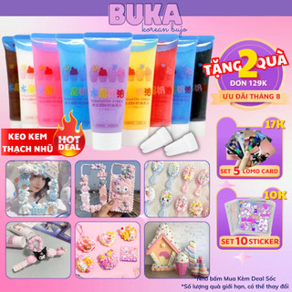 Kem Thạch Buka 50g Keo kem Dạng Thạch Trong Suốt Có Nhũ Trang Trí decor Toploader, Ốp Điện Thoại (Tặng Đầu Bắt Kem)