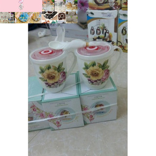 cốc sứ 450ml tặng kèm thìa sứ
