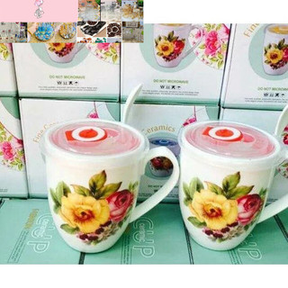 cốc sứ 450ml tặng kèm thìa sứ