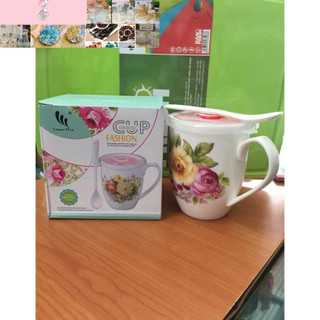 cốc sứ 450ml tặng kèm thìa sứ
