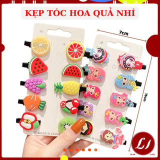 Set 2 chiếc Kẹp tóc HOA QUẢ nhí dễ thương nhiều mẫu cho bé