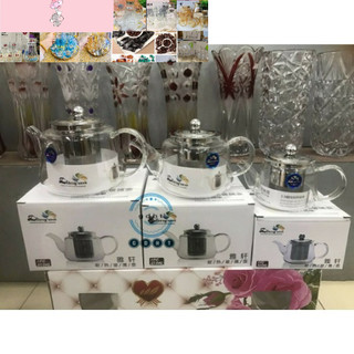 Ấm thuỷ tinh pha trà chịu nhiệt có lưới lọc inox