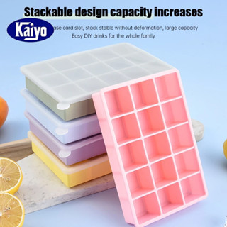 Kaiyo Khay đá viên, Khuôn làm đá viên silicon, Dễ dàng tháo 15 viên đá vuông mỗi khay, Không chứa BPA linh hoạt có