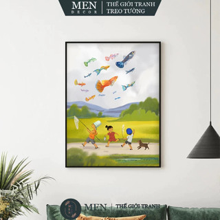 Tranh treo tường, Tranh tuổi thơ mã cute (2), nhận in theo yêu cầu, tặng kèm đinh treo tranh