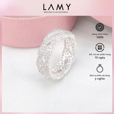 Nhẫn bạc LAMY Grid Pattern Ring Silver 8205 - Nhẫn bạc ta cao cấp
